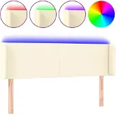 vidaXL Hoofdbord LED 147x16x78/88 cm kunstleer crèmekleurig