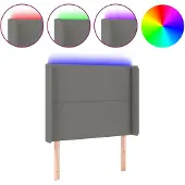 vidaXL Hoofdbord LED 103x16x118/128 cm stof donkergrijs