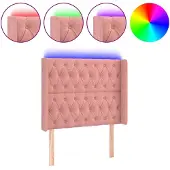 vidaXL Hoofdbord LED 103x16x118/128 cm fluweel roze