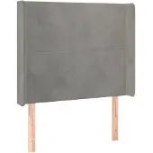 vidaXL Hoofdbord met randen 93x16x118/128 cm fluweel lichtgrijs