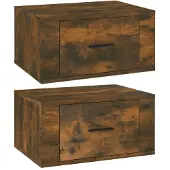 vidaXL Nachtkastjes 2 st wandgemonteerd 50x36x25 cm gerookt eikenkleur
