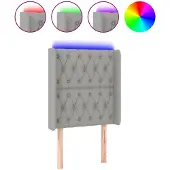 vidaXL Hoofdbord LED 83x16x118/128 cm stof lichtgrijs