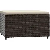 Super Merchant Voetensteun met kussen poly rattan bruin