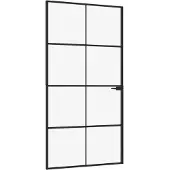 vidaXL Binnendeur 102x201,5 cm gehard glas en aluminium smal zwart