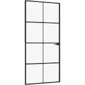 vidaXL Binnendeur 93x201,5 cm gehard glas en aluminium smal zwart