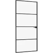 vidaXL Binnendeur 93x201,5 cm gehard glas en aluminium smal zwart