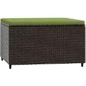 vidaXL Voetensteun met kussen poly rattan bruin