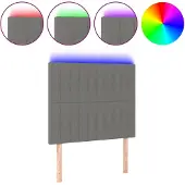 vidaXL Hoofdbord LED 80x5x118/128 cm stof donkergrijs