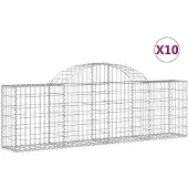 vidaXL Gabionen met boogvorm, 10 stuks, 200x30x60/80 cm, verzinkt staal