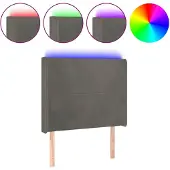 vidaXL Hoofdbord LED 83x16x118/128 cm fluweel donkergrijs