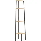 vidaXL Hoekkast met 4 lagen lichtbruin en zwart 45,5x31,5x150 cm
