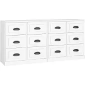 vidaXL Dressoirs 2 st bewerkt hout wit