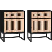 vidaXL Nachtkastjes 2 st 40x30x55,5 cm bewerkt hout en ijzer zwart