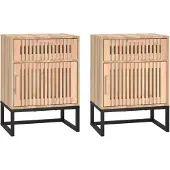 vidaXL Nachtkastjes 2 st 40x30x55,5 cm bewerkt hout en ijzer