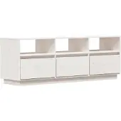 vidaXL Tv-meubel 140x37x50 cm massief grenenhout wit