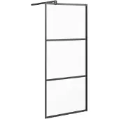 vidaXL Inloopdouchewand 80x195 cm mat ESG-glas zwart