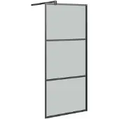 vidaXL Inloopdouchewand 90x195 cm donker ESG-glas zwart
