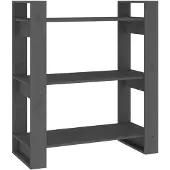 vidaXL Boekenkast/kamerscherm 80x35x91 cm massief grenenhout grijs