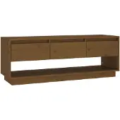 vidaXL Tv-meubel 110,5x34x40 cm massief grenenhout honingbruin