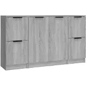 vidaXL Dressoirs 3 st bewerkt hout grijs sonoma eikenkleurig