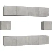 vidaXL 6-delige Tv-meubelset bewerkt hout betongrijs