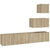 vidaXL 4-delige Tv-meubelset bewerkt hout sonoma eikenkleurig