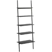 vidaXL Ladderrek met 5 schappen 64x34x185,5 cm zwart