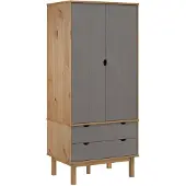 vidaXL Kledingkast OTTA, bruin en grijs, 76,5 x 53 x 172 cm, massief grenenhout