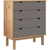 vidaXL Ladekast OTTA 76,5x39,5x90 cm massief grenenhout bruin en grijs