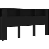 vidaXL Hoofdbordkast 200x18,5x104,5 cm zwart