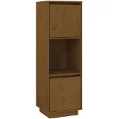 vidaXL Hoge kast, honingbruin, 38x35x117 cm, massief grenenhout