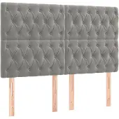 vidaXL Hoofdbord lichtgrijs 144x7x118/128 cm fluweel