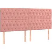 vidaXL Hoofdbord roze 200x7x118/128 cm fluweel