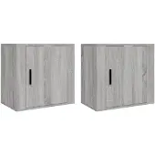 vidaXL Nachtkastjes 2 st wandgemonteerd 50x30x47 cm grijs sonoma eiken