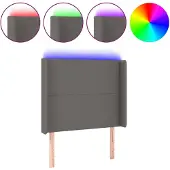 vidaXL Hoofdbord LED 103x16x118/128 cm kunstleer grijs