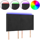 vidaXL Hoofdbord LED 147x16x118/128 cm fluweel zwart