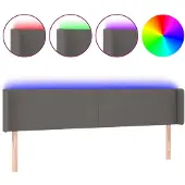 vidaXL Hoofdbord LED 203x16x78/88 cm kunstleer grijs