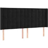vidaXL Hoofdbord met randen 183x16x118/128 cm fluweel zwart