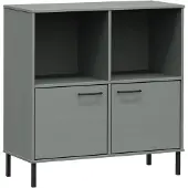vidaXL Boekenkast met metalen poten OSLO 90x35x90,5 cm hout grijs