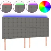 vidaXL Hoofdbord LED 180x5x118/128 cm stof donkergrijs