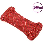 vidaXL Boottouw 5 mm 100 m polypropyleen rood