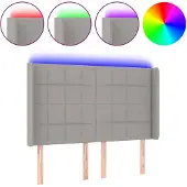 vidaXL Hoofdbord LED 147x16x118/128 cm stof lichtgrijs