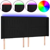 vidaXL Hoofdbord LED 183x16x118/128 cm stof zwart