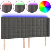 vidaXL Hoofdbord LED 163x16x118/128 cm fluweel donkergrijs