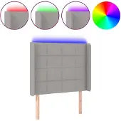 vidaXL Hoofdbord LED 103x16x118/128 cm stof lichtgrijs