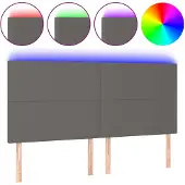 vidaXL Hoofdbord LED 180x5x118/128 cm kunstleer grijs