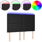 vidaXL Hoofdbord LED 144x5x118/128 cm kunstleer zwart