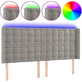 vidaXL Hoofdbord LED 163x16x118/128 cm fluweel lichtgrijs