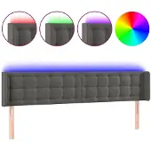 vidaXL Hoofdbord LED 183x16x78/88 cm fluweel donkergrijs