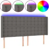 vidaXL Hoofdbord LED 203x16x118/128 cm kunstleer grijs